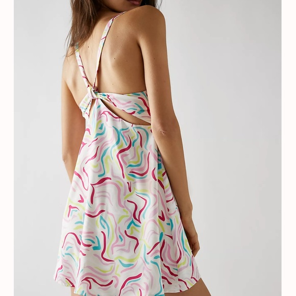 For Love And Lemons Palmer Satin Mini Dress Multi Cutout Cute Colorful - Picture 3 of 12